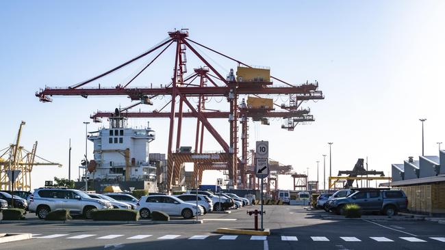 The Patrick Port Botany container terminal has been affected by MUA industrial action. Picture: Monique Harmer