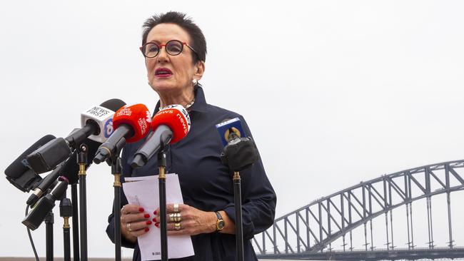 Lord Mayor of Sydney, Clover Moore speaks during a press conference at the Sydney Opera House forecourt. (Photo by Jenny Evans/Getty Images)