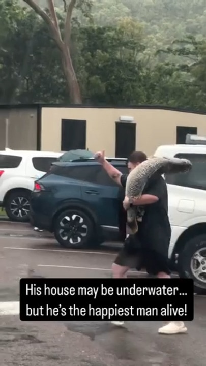 Man lands huge barramundi in Nth Qld floods