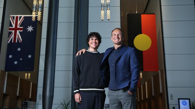 Injarra Harbour with mentor and HSBC chief executive Antony Shaw at Barangaroo. Picture: Britta Campion