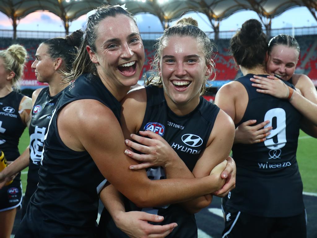 The Blues celebrate their big win over Gold Coast. Picture: Getty Images