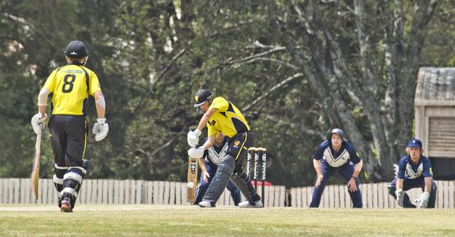 Aaron Burrage and Julian Crudeli bat for WA. Victoria vs Western Australia.