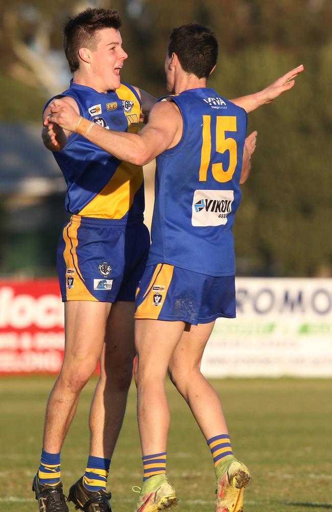 Football GFL: North Shore v Grovedale. North Shore 2 Cooper Langan kicks a goal Picture: Mark Wilson