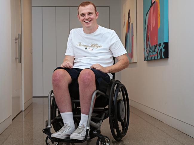 Alex McKinnon, of the Newcastle Knights, was paralysed by a dangerous tackle in a game against Melbourne Storm. Picture: Adam Yip