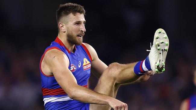 Bulldogs champion Marcus Bontempelli kicked four goals and racked up 26 disposals in a monster game. Picture: Michael Klein