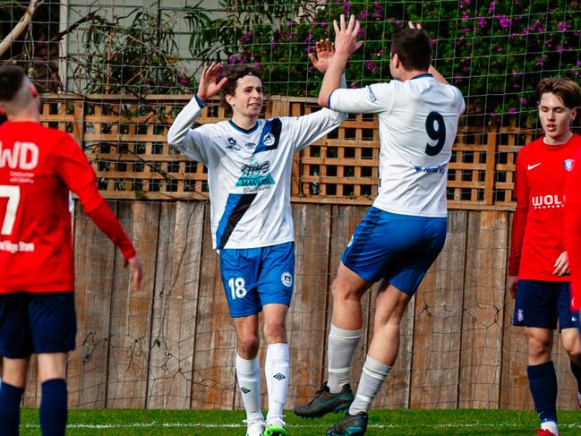 Kingborough Lions celebrate their first win over South Hobart at home since 2006. Picture: Anthony Corke