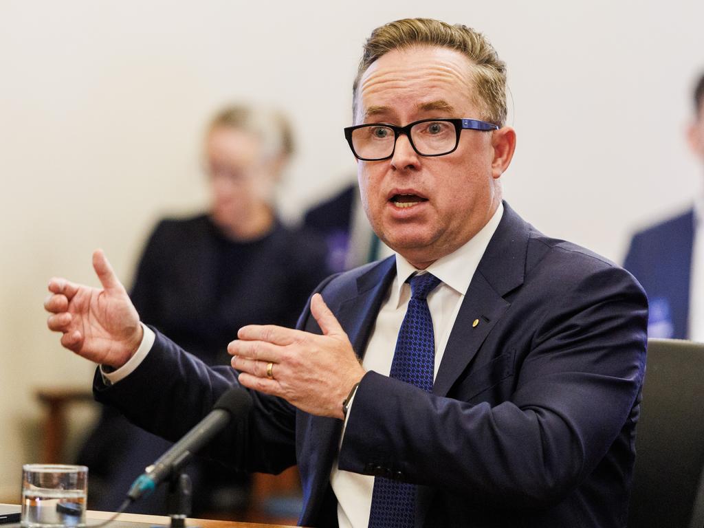 Qantas CEO Alan Joyce during a Senate hearing into the cost of living. Picture NCA NewsWire / Aaron Francis