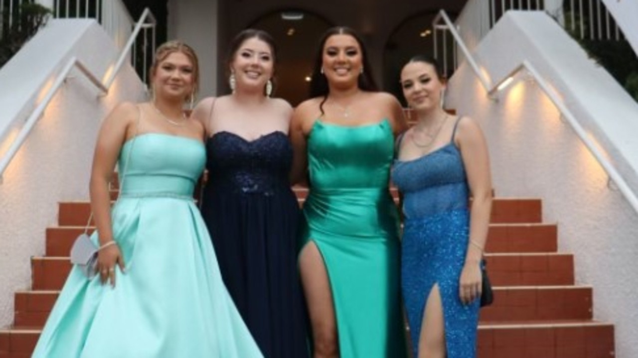 Glamorous gals! Browns Plains Year 12 students Emily Marshall, Megan Peberdy, Charlee Seiboth and Tanaya Rodda celebrated the end of secondary school with a formal dinner at The Greek Club in Brisbane. Radiant in their gowns!