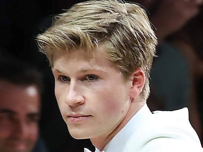 Robert Irwin on the catwalk at the Royal Exhibition Building during Melbourne Fashion Week. Picture: Ian Currie