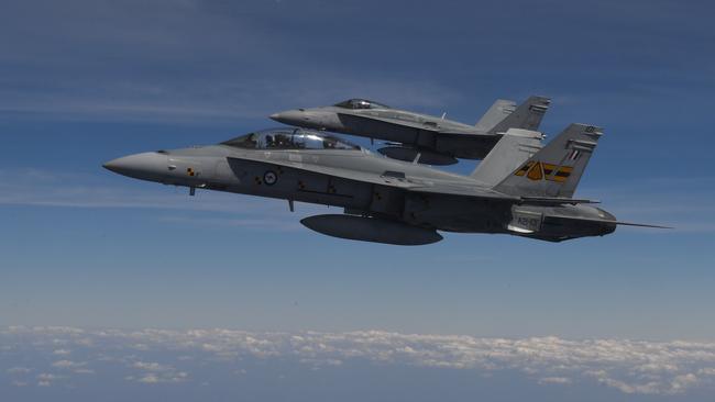 Jets fly over Darwin in Exercise Pitch Black 2018. Picture: Katrina Bridgeford