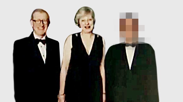 H6 pictured with Sir Philip and Theresa May — The background of the picture has been changed for legal reasons. Picture: The Times