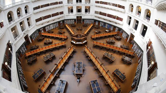 State Library of Victoria has reopened to the general public with limited spots available as COVID-19 restrictions remain. Picture: David Caird