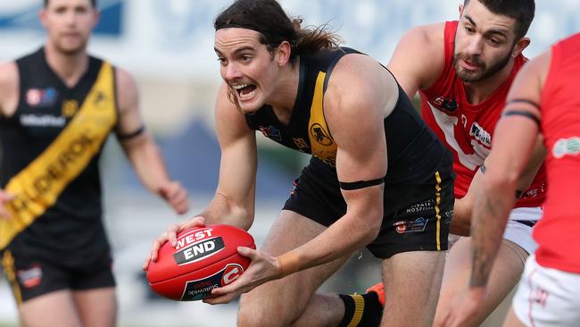 Glenelg recruit Luke Parks has been a standout in defence this season. Picture: Sarah Reed