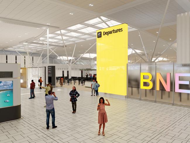 An artist’s impression of how the international terminal will look after a $5bn redevelopment of Brisbane Airport