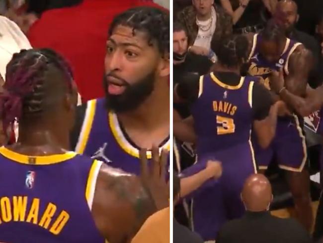 Extraordinary scenes on the Lakers bench. Photo: Twitter