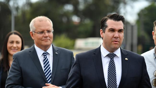 Prime Minister Scott Morrison and Deakin federal Liberal MP Michael Sukkar. Picture: Mick Tsika