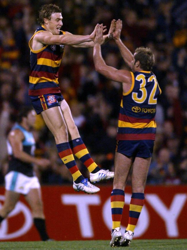 Former Adelaide stars Goodwin and Mark Ricciuto.