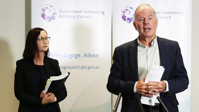 Attorney-General Yvette D’Ath and Queensland Sentencing Advisory Council chairman John Robertson addressing the media November 21 last year