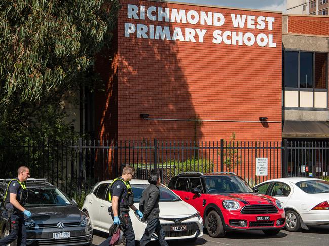 A man is arrested inside Rigmond primary school grounds with drugs and  knife (pictured). Drug use in Richmond outside the Safe Injecting Room. Picture: Jason Edwards