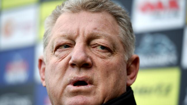 Penrith Panthers general manager Phil Gould speaks to the media during a press conference in Sydney, Tuesday, August 7, 2018. Gould said Penrith have received a dozen job applications, including some from rival NRL head coaches, since their decision to sack Anthony Griffin. (AAP Image/Joel Carrett) NO ARCHIVING