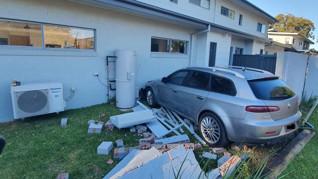 A car was driven into a wall in Walco Dr Toormina on Monday April 19.