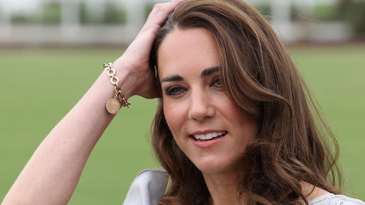 Kate with a gold bracelet believed to have been given to her by Camilla. Picture: Chris Jackson/Getty Images