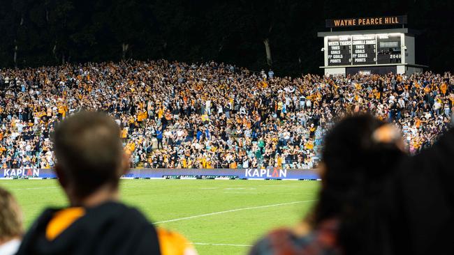 Thousands of football fans flock to Leichhardt Oval to watch the West Tigers play to Cronulla Sharks. No-one depicted is accused of any wrongdoing. Photo: Tom Parrish