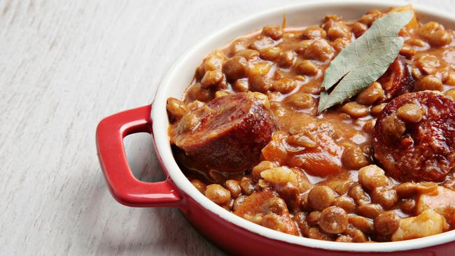 Make the most of what you’ve got: Chorizo and bean mix.