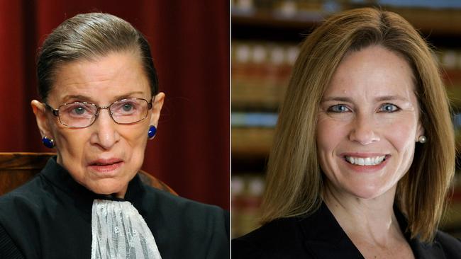 Ruth Bader Ginsburg was replaced by Judge Amy Coney Barrett. Picture: AFP.