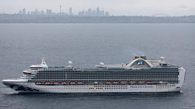 The Ruby Princess cruise ship sitting off coast of Sydney on the 1st of April 2020.