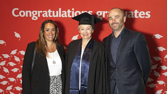 UTAS graduations at Hobart, Paola Bedding, Koye Steedman and John Bedding. Picture Chris Kidd