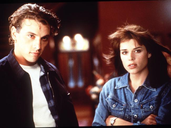 Actors Skeet Ulrich and Neve Campbell in 1996 film Scream. Picture: Supplied