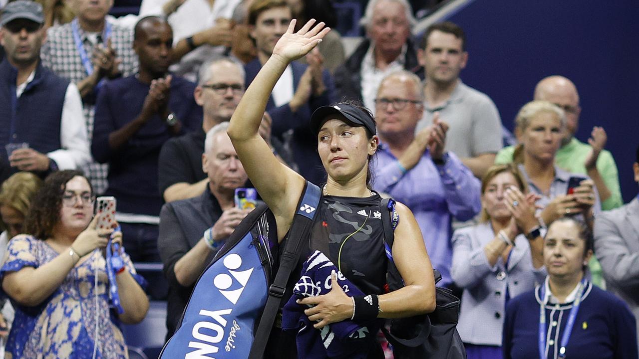 Jessica Pegula of the United States walks off the court after her loss against Iga Swiatek of Poland during their Women Singles Quarterfinal match.