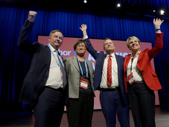 Anthony Albanese, Penny Wong, Bill Shorten and Tanya Plibersek. AAP Image/Tracey Nearmy