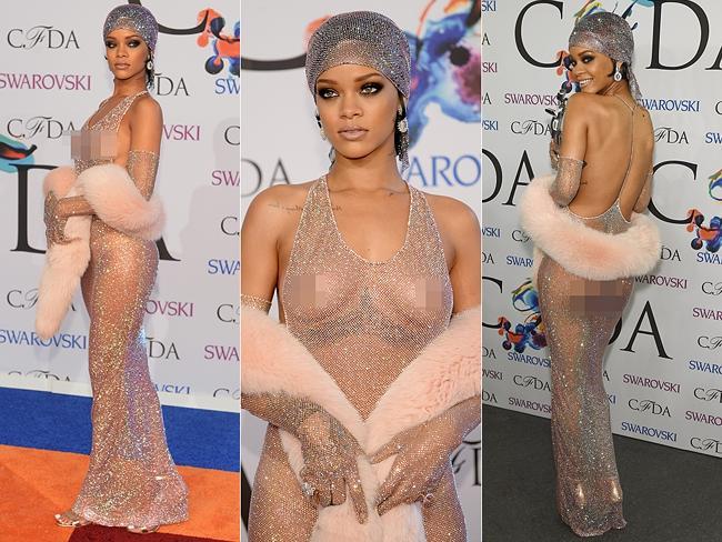 Rihanna has arrived at the annual CFDA awards to pick up the Fashion Icon 2014 gong in an interesting ensemble, and we wouldn’t expect anything less of her. Fur, mesh, diamonds, gloves and something that looks a lot like a knit swimming cap. Read more about Rihanna's outfit here. Picture: Getty