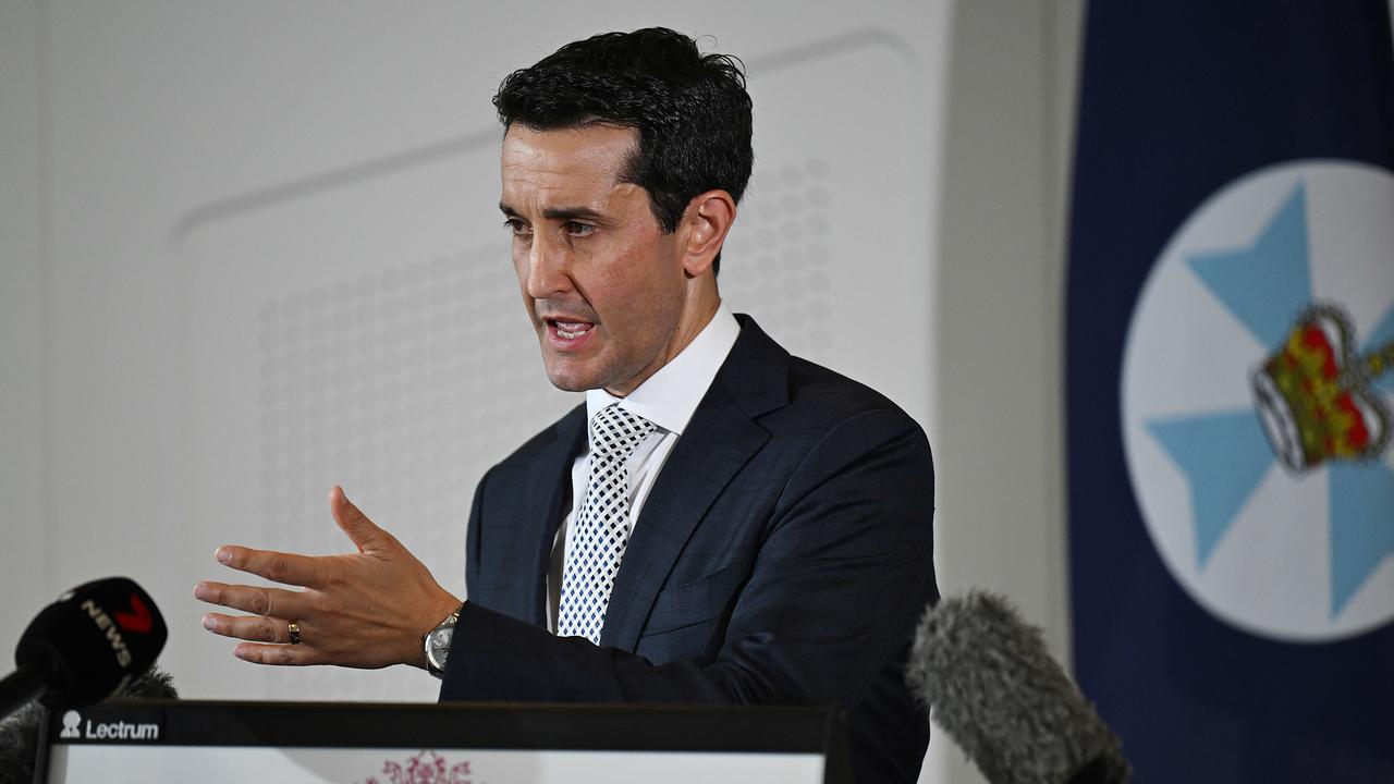 Premier of Queensland David Crisafulli at the press conference on Tuesday. Picture: Lyndon Mechielsen