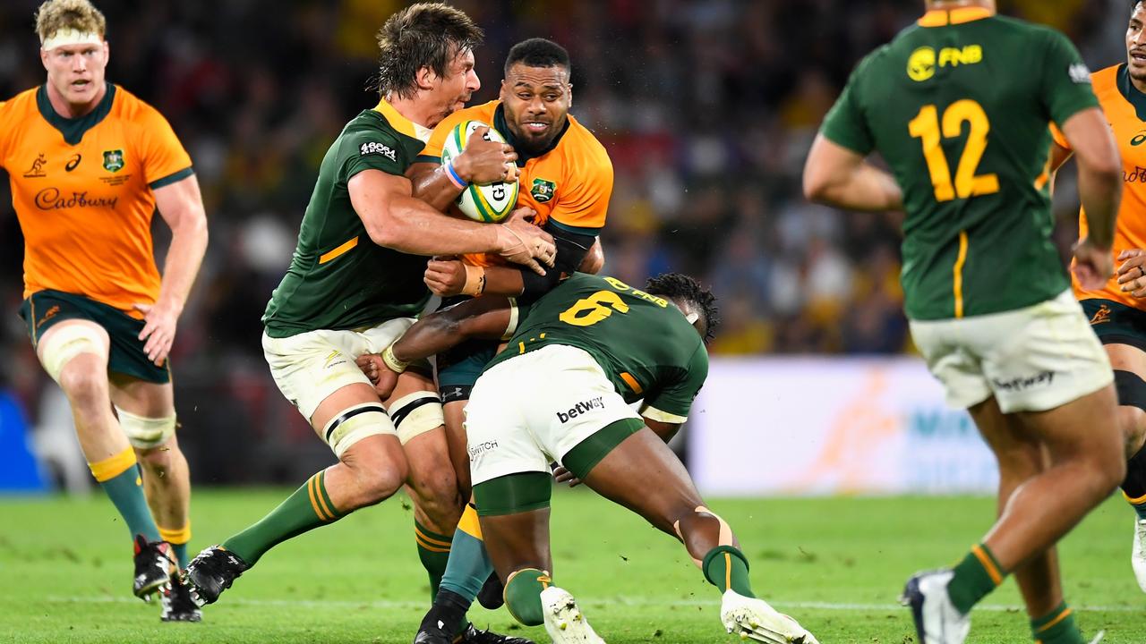 Full contact like this is set to be limited at training around the rugby world. Picture: Albert Perez / Getty Images