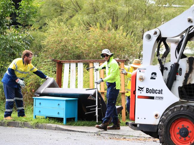 Council workers clean up on the streets of Fairfield. Picture: Adam Head