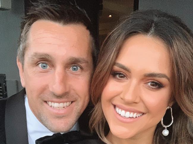 Mitchell Pearce and his fiancee Kristin Scott.