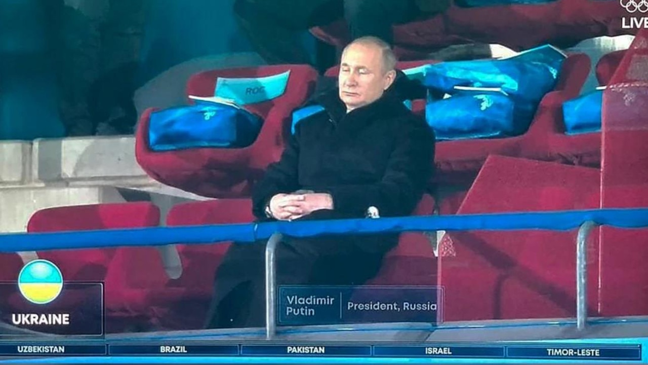 Russian president Vladimir Putin appeared to sleep during the Opening Ceremony when Ukraine entered the arena.