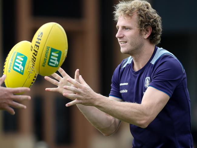 1/4/17 David Mundy, Fremantle Dockers players at Henley Beach, Adelaide. Picture by Matt Turner.