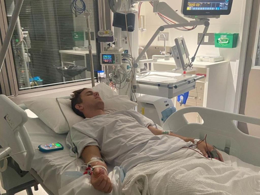 Port Adelaide midfielder Jackson Mead in hospital for a lacerated spleen. Picture: Instagram