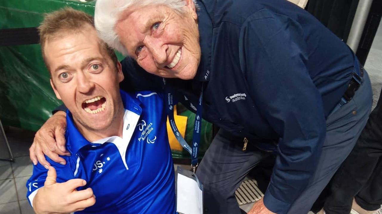 Grant ‘Scooter’ Patterson with his mentor, Aussie swimming legend, Dawn Fraser. Picture: Supplied