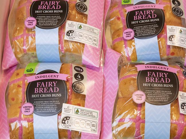 Woolworths releases Fairy Bread Hot Cross Buns. Picture: Dallas Kilponen/Woolworths