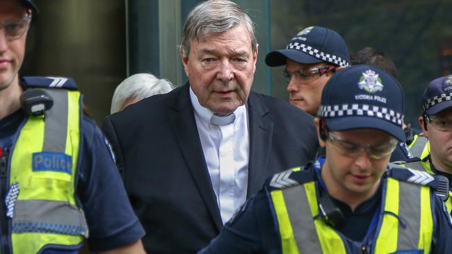 Cardinal George Pell leaves court in Melbourne in 2018. Picture: Asanka Brendon Ratnayake/AP