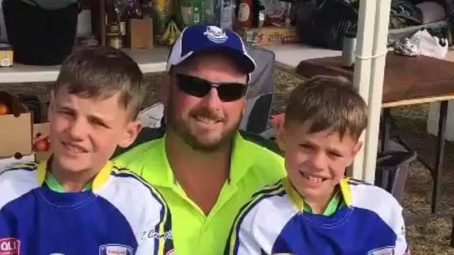 Carl Braithwaite and two of his suns in their South Burnett jerseys. Photo/Social Media