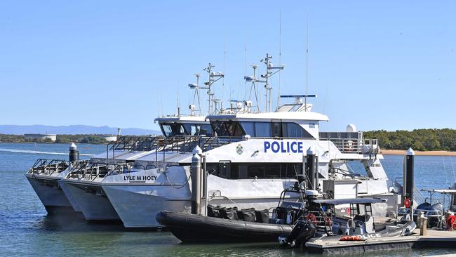 Water Police boats anchored at the water police HQ. Picture: John Gass