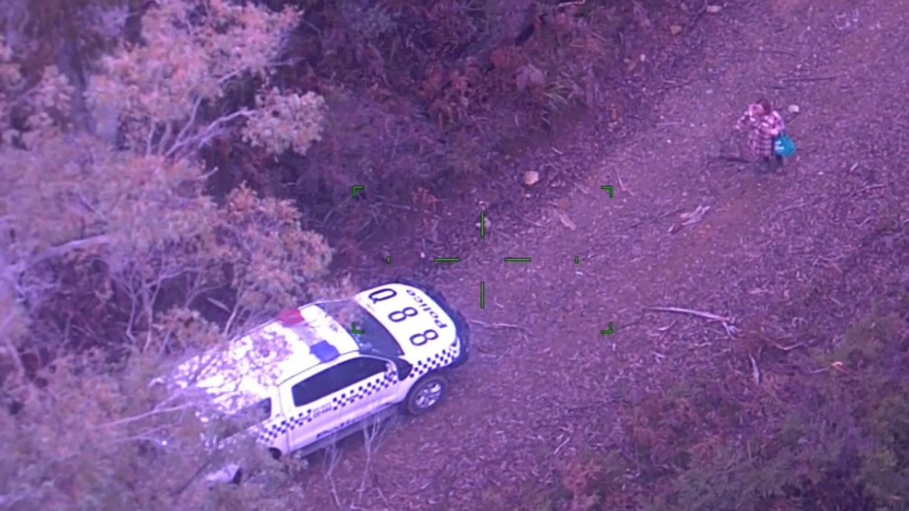 A local police van was directed by the helicopter to her location. Picture: Victoria Police