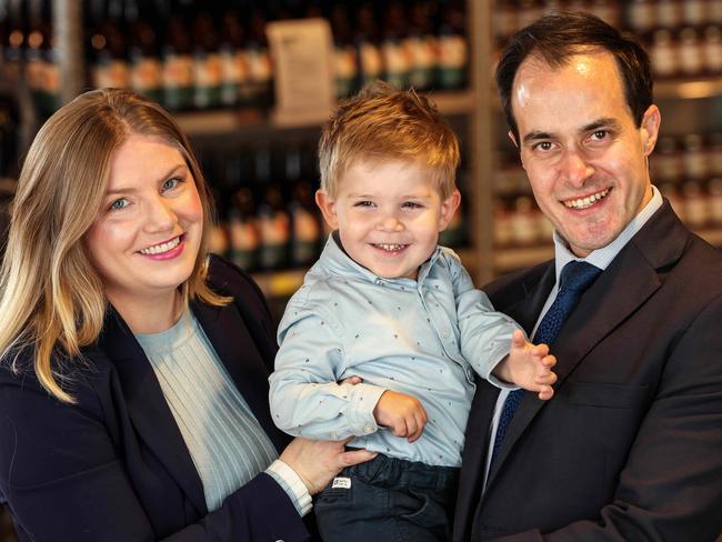 NEWS ADVNew Liberal leader Vincent Tarzia, wife Charissa Tarzia and son Leonardo age two at Mercato Image/Russell Millard Photography