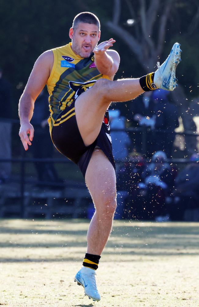 Fevola slots one of his six majors. Picture: David Crosling